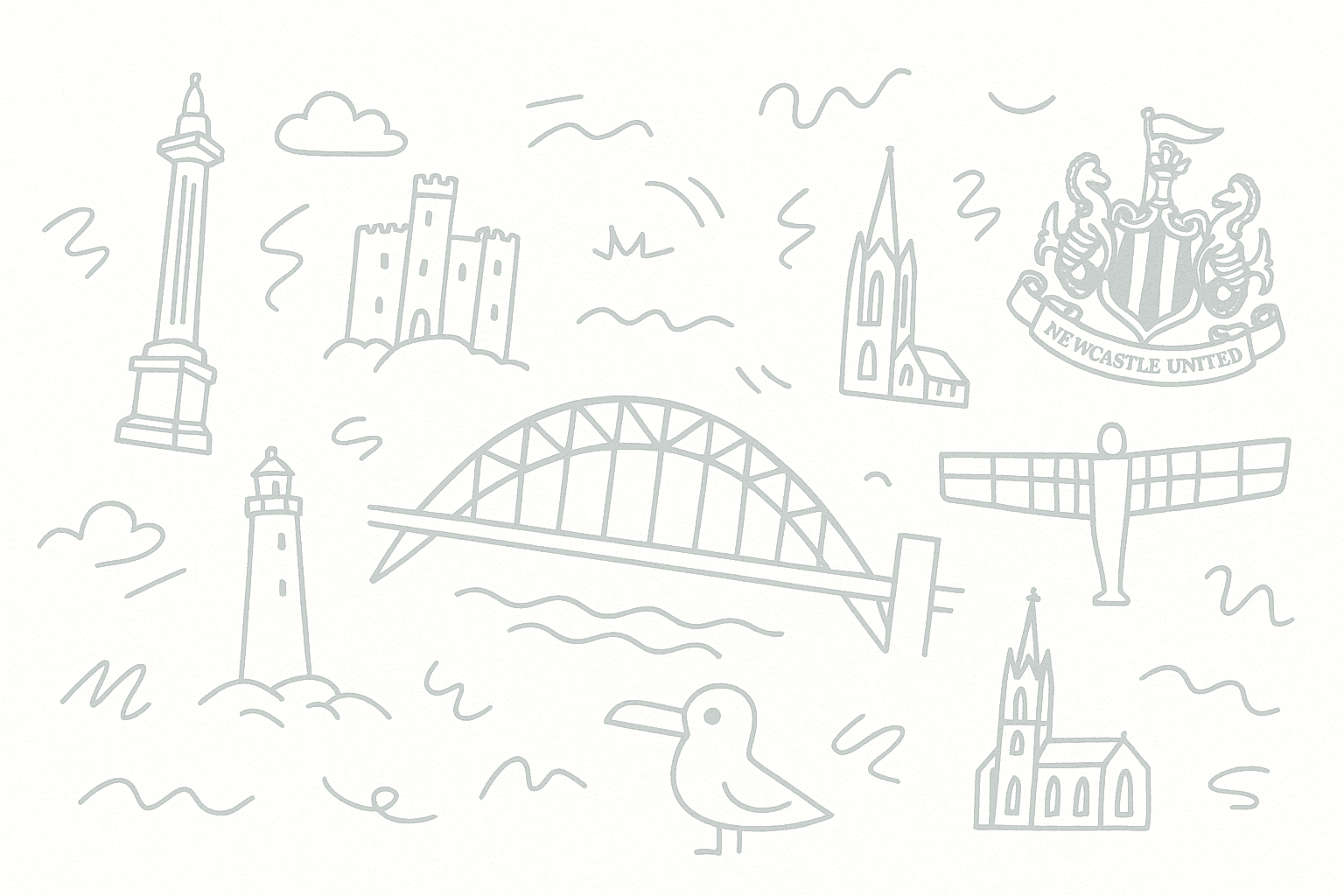 Newcastle Landmarks Doodle